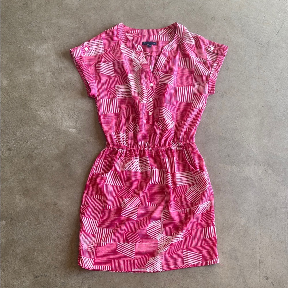 Vintage GAP Hot Pink Geometric Mini Dress XS Modest, Perfect for pre-teen!
